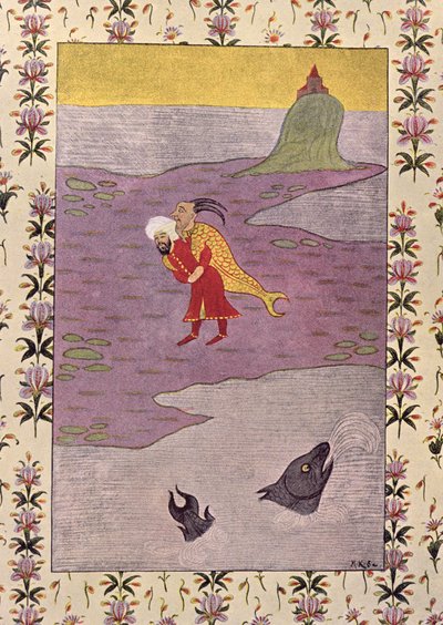 Czwarta podróż Sindbada, ilustracja do Sindbada Żeglarza, z "Arabskich nocy", 1895 (kolor grawerowany) autorstwa French School