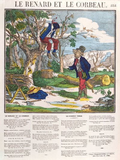Lis i wrona, ok. 1840 (kolorowy grawerunek) autorstwa French School