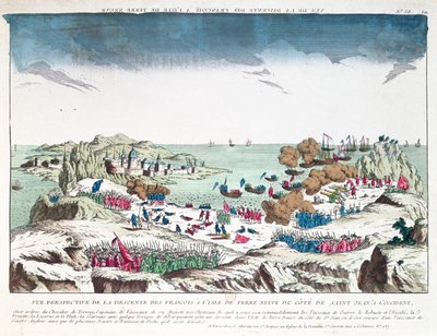 Francuski najazd na St. John w Nowej Fundlandii 2 czerwca 1762 pod dowództwem Chevaliera du Ternay (1722-80), koniec XVIII wieku autorstwa French School