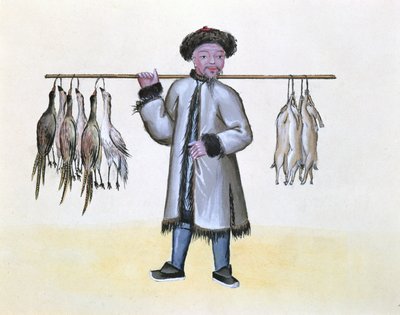 Sprzedawca zwierzyny, z książki o ulicach Pekinu, ok. 1785 (toaleta i gwasz na papierze) autorstwa French School