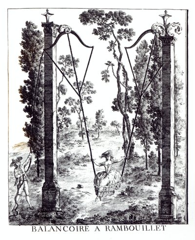 Huśtawka ogrodowa w Rambouillet, z Details des Nouveaux Jardins a la Mode autorstwa George
