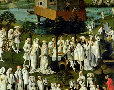 Ogród miłości na dworze Filipa Dobrego, w ogrodach Chateau de Hesdin w 1431 r. (detal z 32980 r.) autorstwa French School
