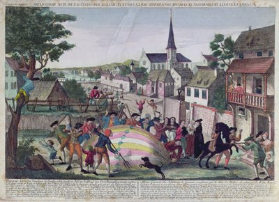 Ogólny alarm mieszkańców Gonesse spowodowany spadaniem balonu, 27 sierpnia 1783 r. autorstwa French School