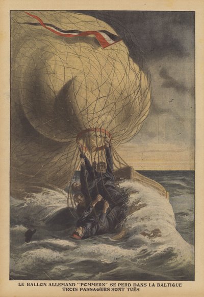 Niemiecki balon Pommern rozbijający się na Bałtyku (kolor lito) autorstwa French School