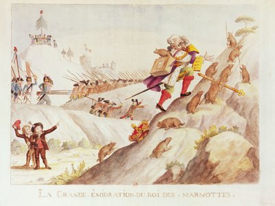 Wielka wędrówka króla świstaków, 1792 (wc na papierze) autorstwa French School