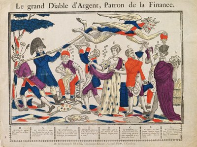 Der Große Geldteufel (farbiger Stich) von French School