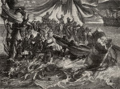 Incydent „Le Vengeur”, 1 czerwca 1794, z „Histoire de la Revolution Francaise” Louisa Blanca (1811-82) autorstwa French School