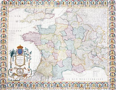 Królestwo Francji podzielone na samorządy, 1751 autorstwa French School
