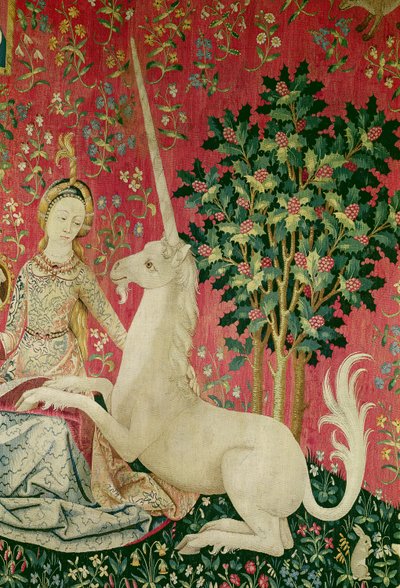 Dama i Jednorożec: „Wzrok” (gobelin) (detal z 172864) autorstwa French School