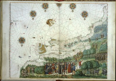 Lądowanie Jacquesa Cartiera i kolonistów w Kanadzie, 1547 autorstwa French School