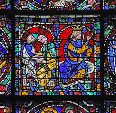 Okno z życia Chrystusa: Herod zasięga rady swoich wróżbitów (w50) autorstwa French School