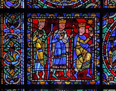 Okno Życie Chrystusa: Pokłon Trzech Króli — (z następnym panelem) (w50) autorstwa French School