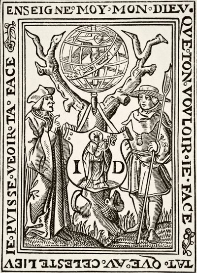 The Marque of Jehan St Denis, paryski księgarz, z Science and Literature in The Middle Ages autorstwa pubu Paul Lacroix. Londyn 1878 autorstwa French School