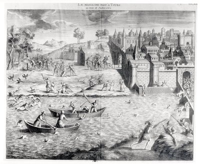 Masakra hugenotów w Tours w 1562 r. autorstwa French School