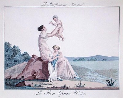 Uniesienie macierzyńskie, z „Le Bon Genre”, nr 37, ok. 1810 (kolorowe grawerowanie) autorstwa French School