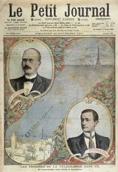 Cuda systemu telegraficznego, ilustracja z Le Petit Journal, 24 listopada 1907 autorstwa French School
