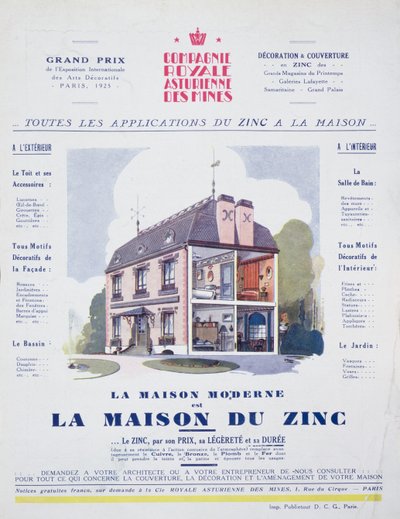 Dom Nowoczesny to Dom Cynkowy, reklama magazynu LArt Menager, maj 1927 autorstwa French School