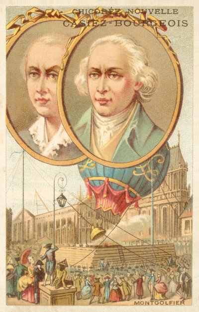 Bracia Montgolfier (chromolitho) autorstwa French School