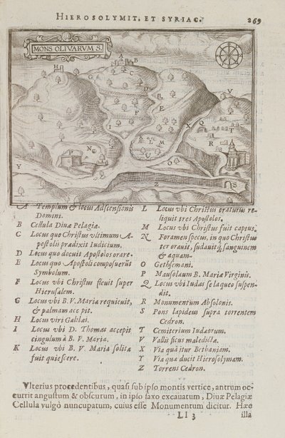 Góra Oliwna, Jerozolima, z Itinerarium Hierosolymitanum, J. Cotovico, 1619 autorstwa French School