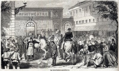 Państwowa Szkoła Weterynaryjna w Alfort - Les grandes écoles de France - Szkoła weterynaryjna Maison Alfort w 1866 r. - Codzienna konsultacja - Grawerowanie w „Le monde illustrious” z 1866 r. autorstwa French School