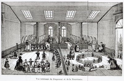 Przedszkole w familisterium Guise, z Solutions Sociales Jean-Baptiste Andre Godin (1817-88), Paryż, 1871 autorstwa French School