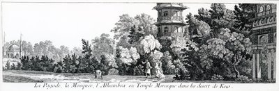 Pagoda, Meczet i Alhambra, czyli świątynia mauretańska w Kew, z Jardins Anglo-Chinois a la Mode, George Louis le Rouge, opublikowana w latach 1775-78 autorstwa French School