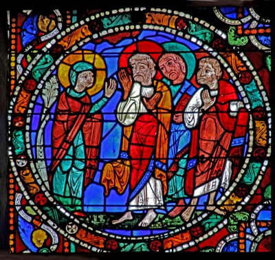 Okno Męki: Zmartwychwstanie: Maria Magdalena mówi innym (w51) autorstwa French School