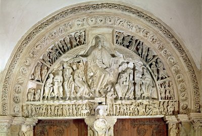 Pięćdziesiątnica, z tympanonu portalu centralnego, ok. 1120 autorstwa French School