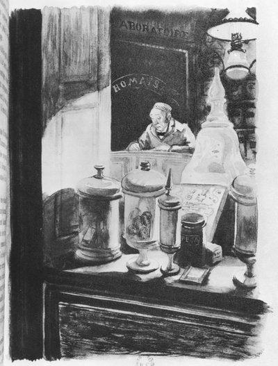 The Pharmacist Homais, ilustracja z „Madame Bovary” Gustave
