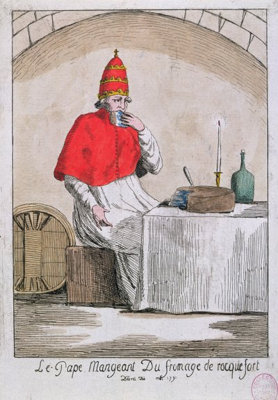 Papież jedzący ser Roquefort, 1791 autorstwa French School