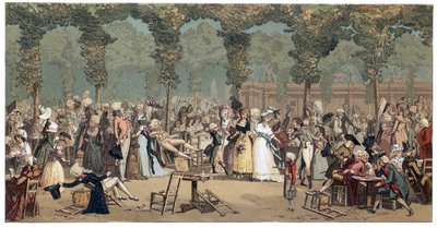 Promenada publiczna w Palais Royal w Paryżu – Philibert-Louis (Philibert Louis) Debucourt (1755-1832) autorstwa French School