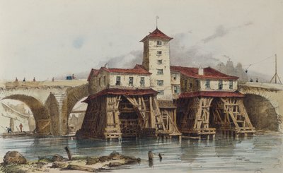 Pompa Pont Notre Dame, 1836 r autorstwa French School