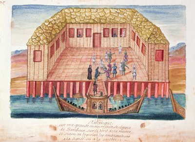 Rezydencja ambasadorów francuskich w Syjamie, z relacji jezuitów w Syjamie, 1688 (wc na papierze) autorstwa French School