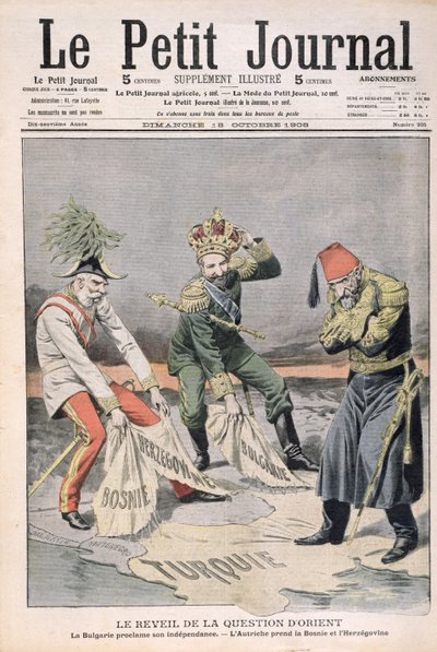 Odrodzenie się materii krajów Wschodu i Bałkanów, ilustracja na okładce z Le Petit Journal, 18.10.1908 (kolorystyka) autorstwa French School