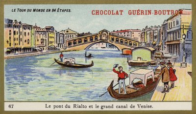 Most Rialto i Canal Grande w Wenecji (chromolitho) autorstwa French School