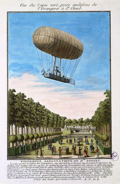 Sterowiec Roberta nad Saint Cloud, Paryż, 15 lipca 1784 r autorstwa French School