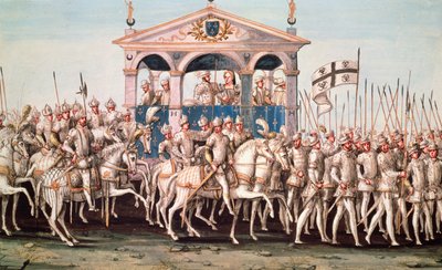 Królewskie Święto Wjazdu Henryka II (1519-59) do Rouen, 1 października 1550 autorstwa French School