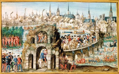 Królewskie Święto Wjazdu Henryka II (1519-59) do Rouen, 1 października 1550 autorstwa French School