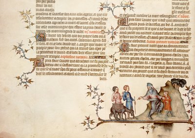 Ofiara Izaaka, z Biblii Jana de Sy, c.1355 autorstwa French School
