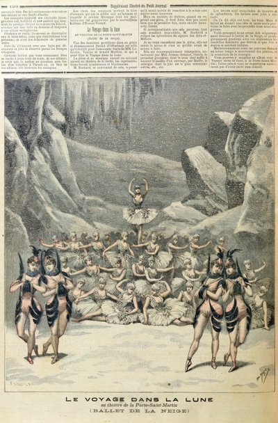 Balet śnieżny z Voyage dans la Lune Jacquesa Offenbacha (1819-90) z Le Petit Journal, 16 kwietnia 1892 autorstwa French School