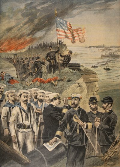 Wojna hiszpańsko-amerykańska: lądowanie w Guantanamo, ilustracja z Le Petit Journal: Supplement illustre, 1898 autorstwa French School