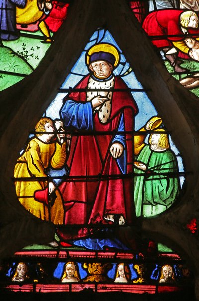 Okno St Louis: St Louis dokonujący dobrych uczynków autorstwa French School