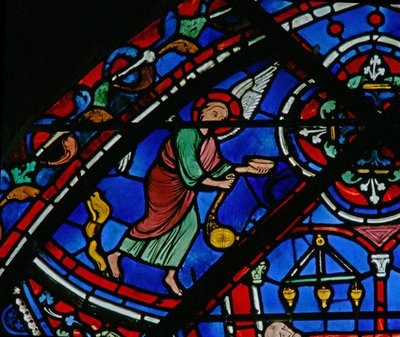 Okno św. Tomasza: aniołowie chodzą do grobu św. Tomasza (w23) autorstwa French School