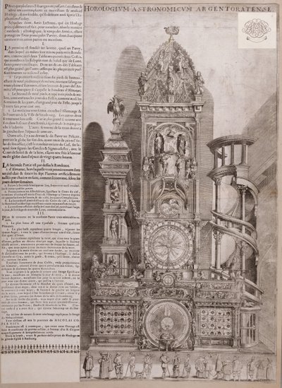 Zegar katedralny w Strasburgu (rycina na papierze) autorstwa French School