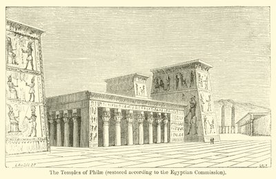 Świątynie Philae, odrestaurowane według Komisji Egipskiej (rycina) autorstwa French School