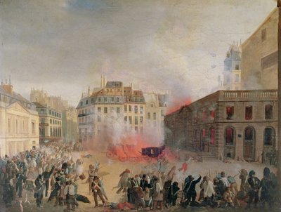 Płonąca Wieża Ciśnień, Place du Palais Royal, 24 lutego 1848 r. autorstwa French School