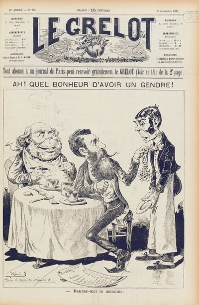 Afera Wilsona, okładka Le Grelot, 27 listopada 1887 r. autorstwa French School