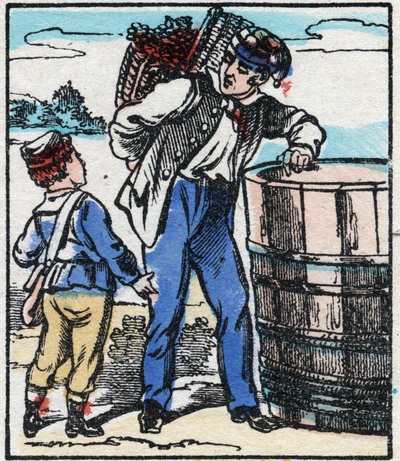 Winiarz. Grawerowanie w „”La chanson des metier””. Obrazowanie epinal, koniec XIX wieku. Prywatna kolekcja autorstwa French School