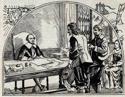 Biuro adresowe Teofrasty Renaudota (1586-1653), francuskiego lekarza i dziennikarza, założyciela Gazette de France. Anonimowy grawer z 1930 roku. autorstwa French School