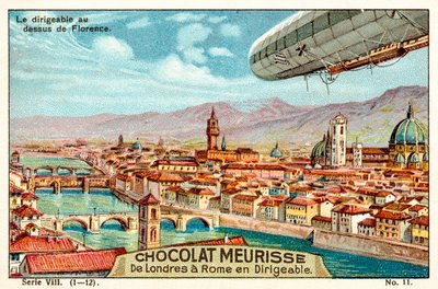 Sterowiec nad Florencją (chromolitho) autorstwa French School